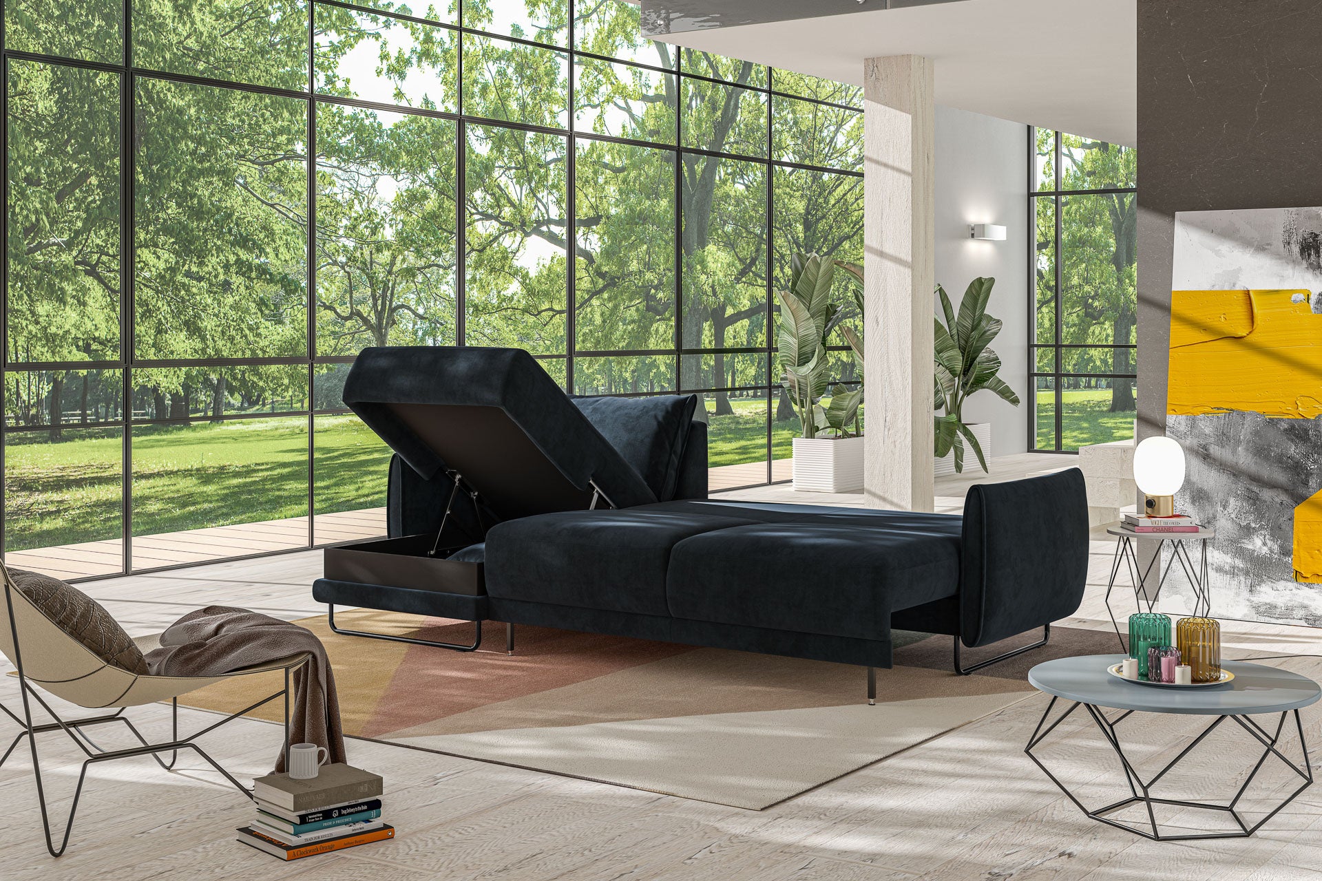 Luonto Dolphin Reversible Chaise Sleeper in Glamour 13 - Open