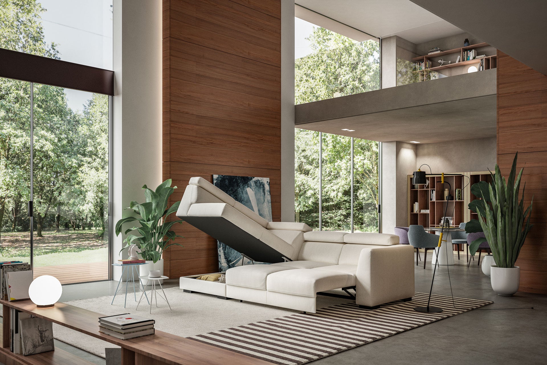 Luonto Halti Sectional Sleeper in Atlantic 02 - Open - lifestyle