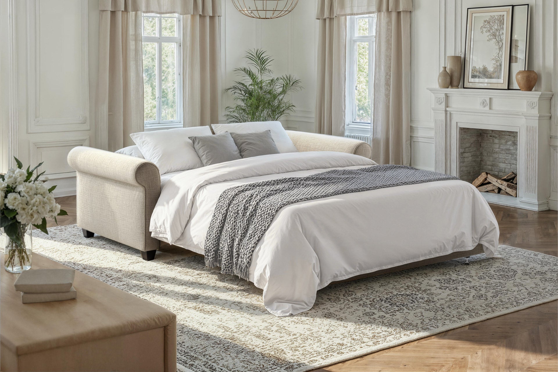 Luonto Willow Sleeper Sofa - Queen in Horizon 08 - Open
