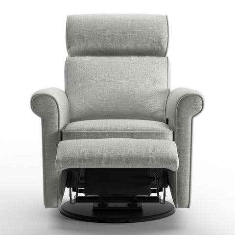 Luonto Rolled Gliding Recliner Swivel Base in Fabric Oliver 173 Open View