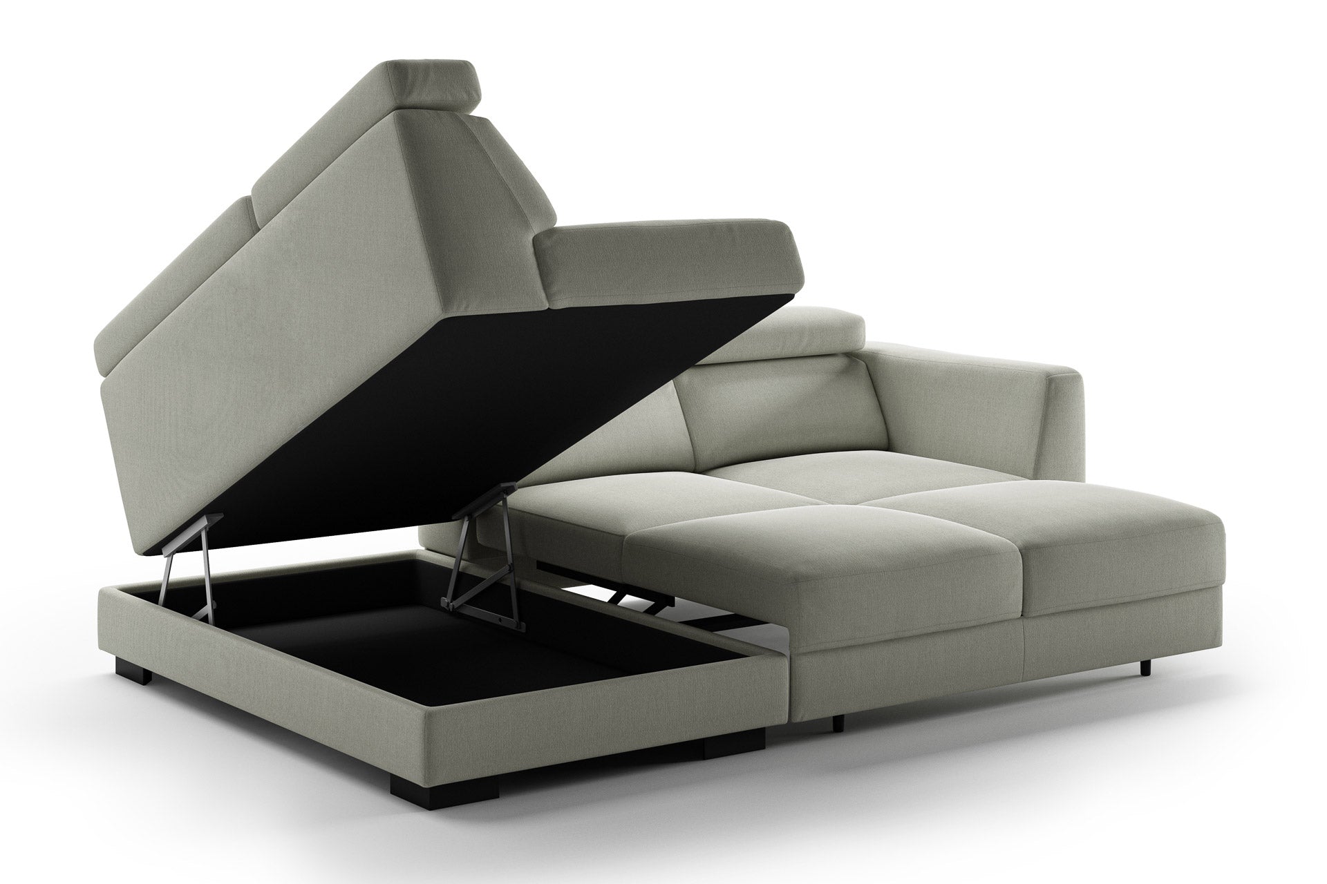 Luonto Halti Sectional Sleeper - Walnut leg - Open - angle view