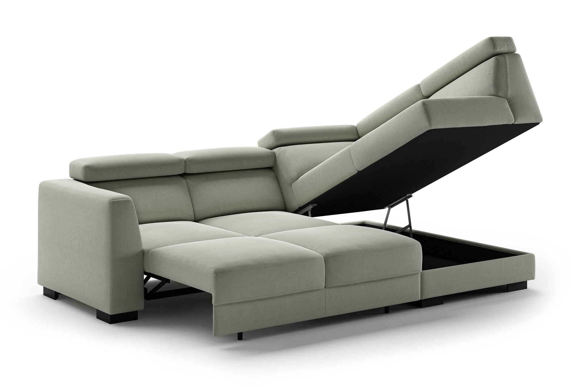 Luonto Halti Sectional Sleeper - Walnut leg - Open - angle view