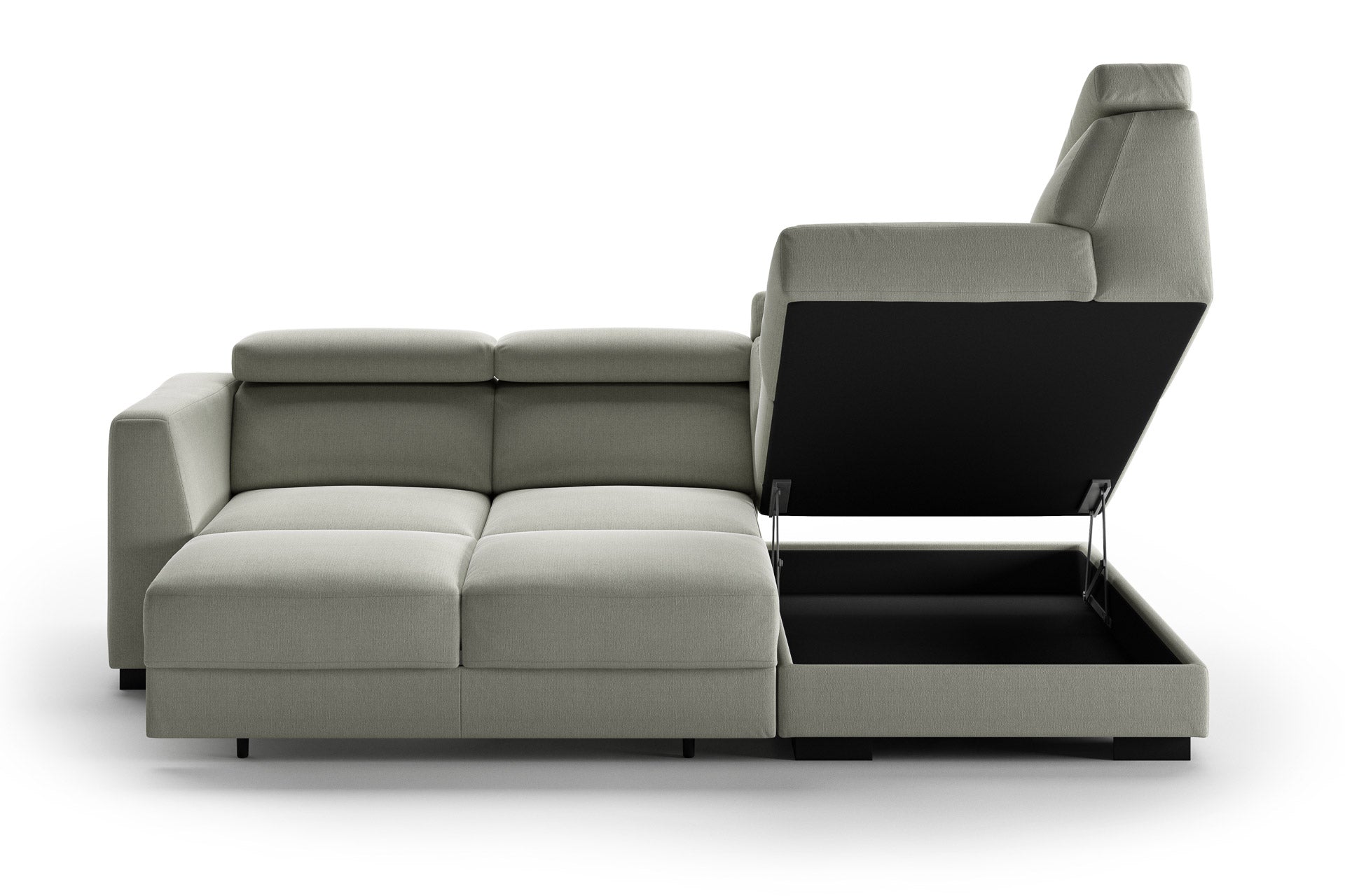 Luonto Halti Sectional Sleeper - Walnut leg - Open - front view