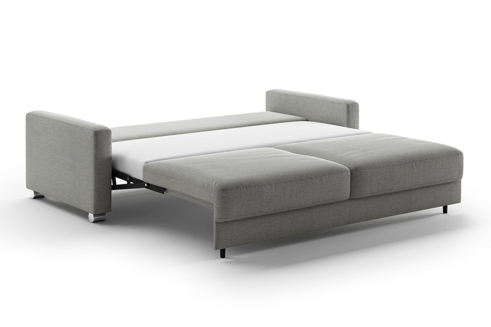 Luonto Hampton Sleeper Sofa - King in Rodeo 104 - Chrome leg - Open - angle view