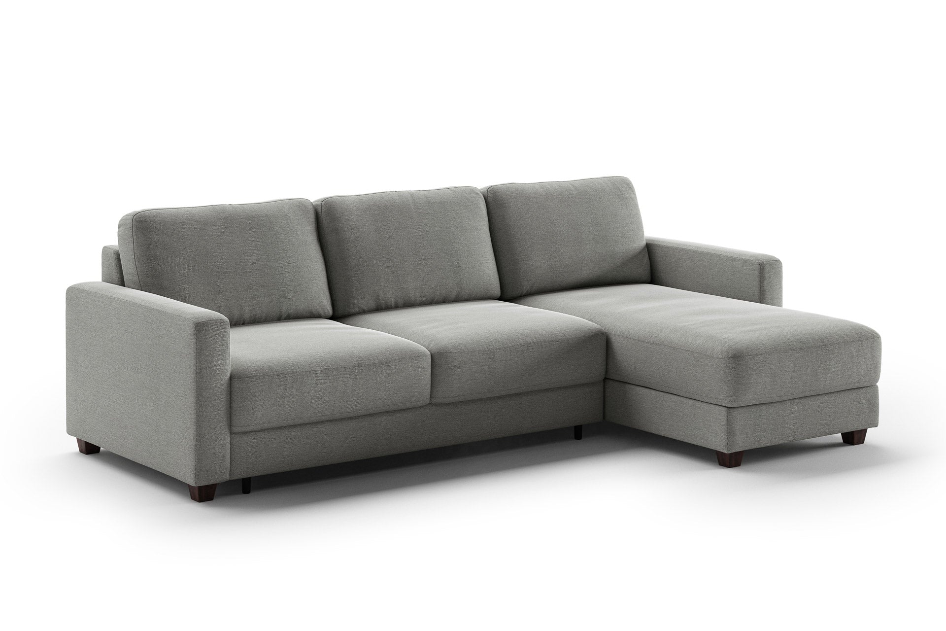 Luonto Hampton Reversible Chaise Sleeper - Queen in Rodeo 104 - Walnut leg - Closed - angle view