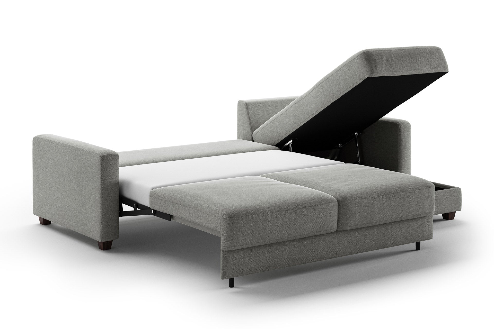 Luonto Hampton Reversible Chaise Sleeper - Queen in Rodeo 104 - Walnut leg - Open - angle view