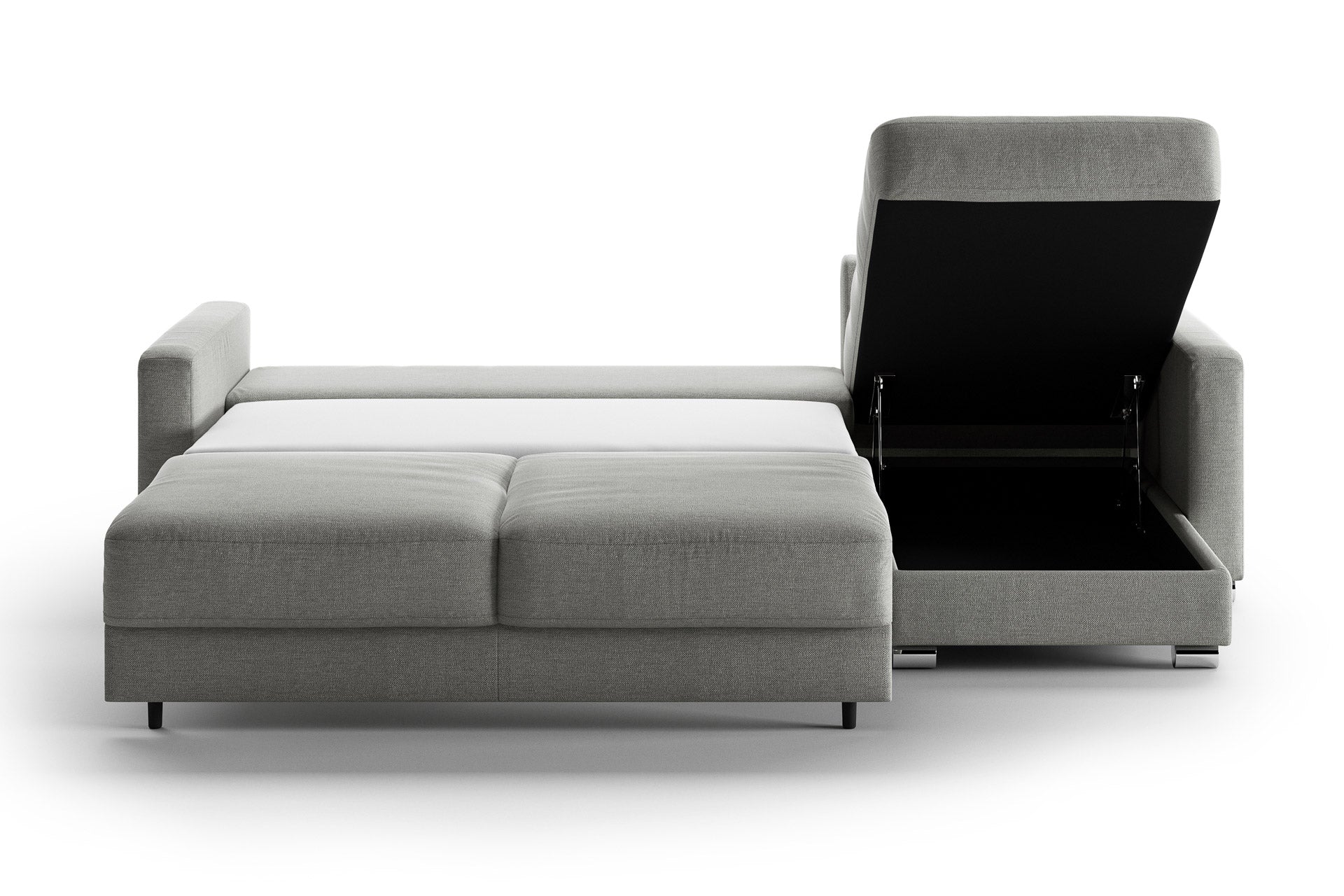Luonto Hampton Reversible Chaise Sleeper - Queen in Rodeo 104 - Chrome leg - Open - front view