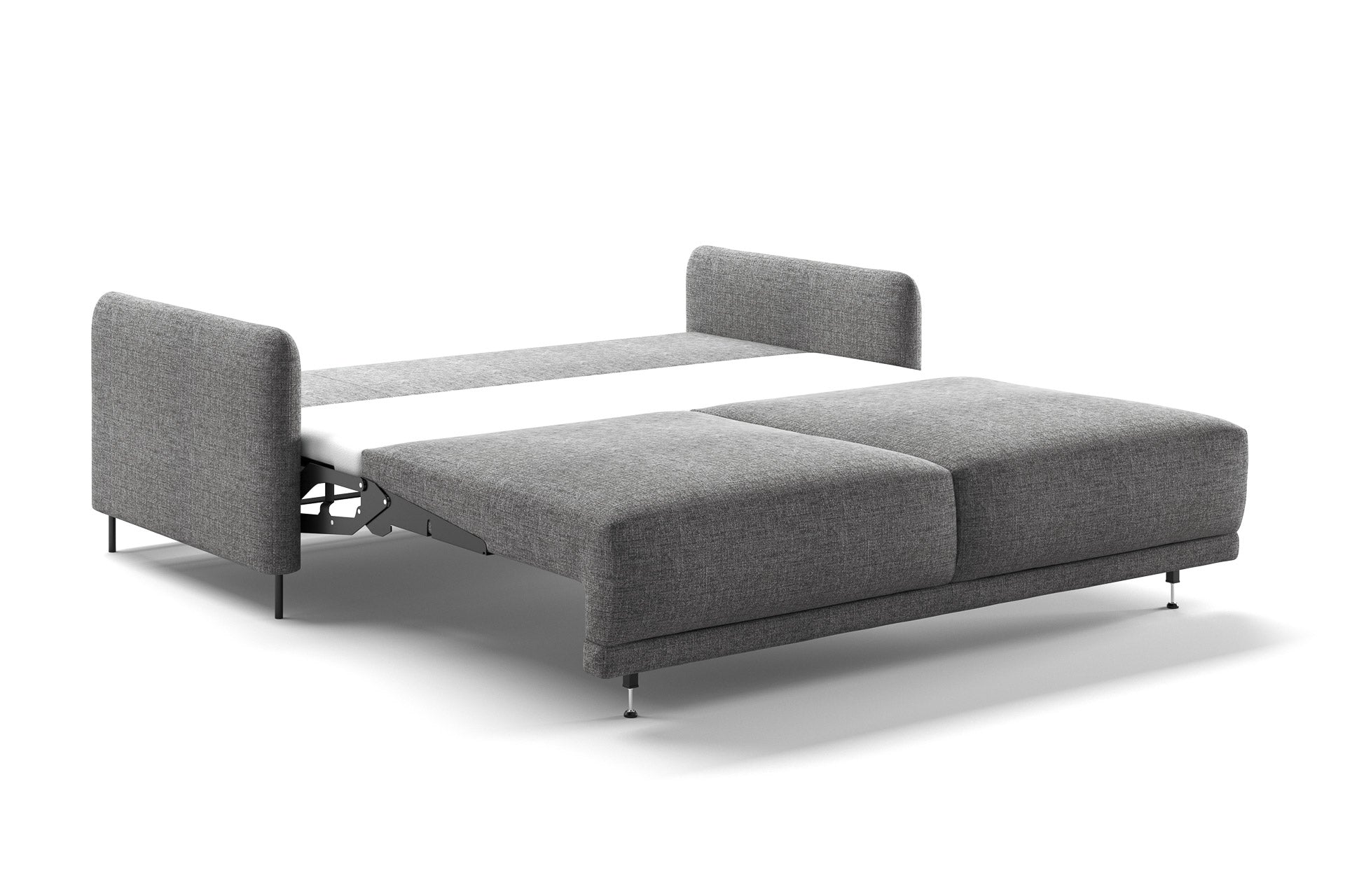 Luonto Haven Sleeper Sofa - King in Atlantic 07 - Black Metal leg - Open - angle view
