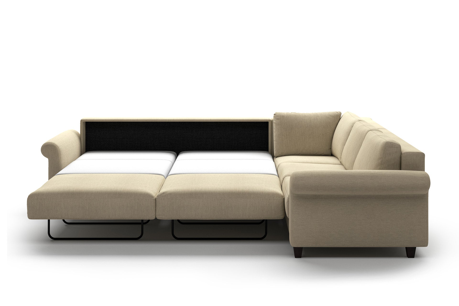 Luonto Hugo Reversible Sectional Sleeper - King in Atlantic 03 - Wenge leg - Open - front view