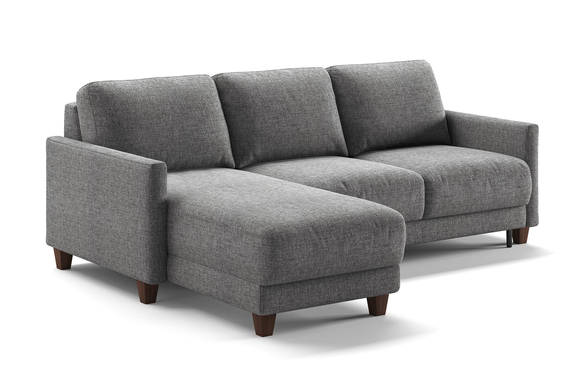 Luonto Martta Reversible Chaise Sleeper in Atlantic 07 - Walnut leg - Closed - angle view