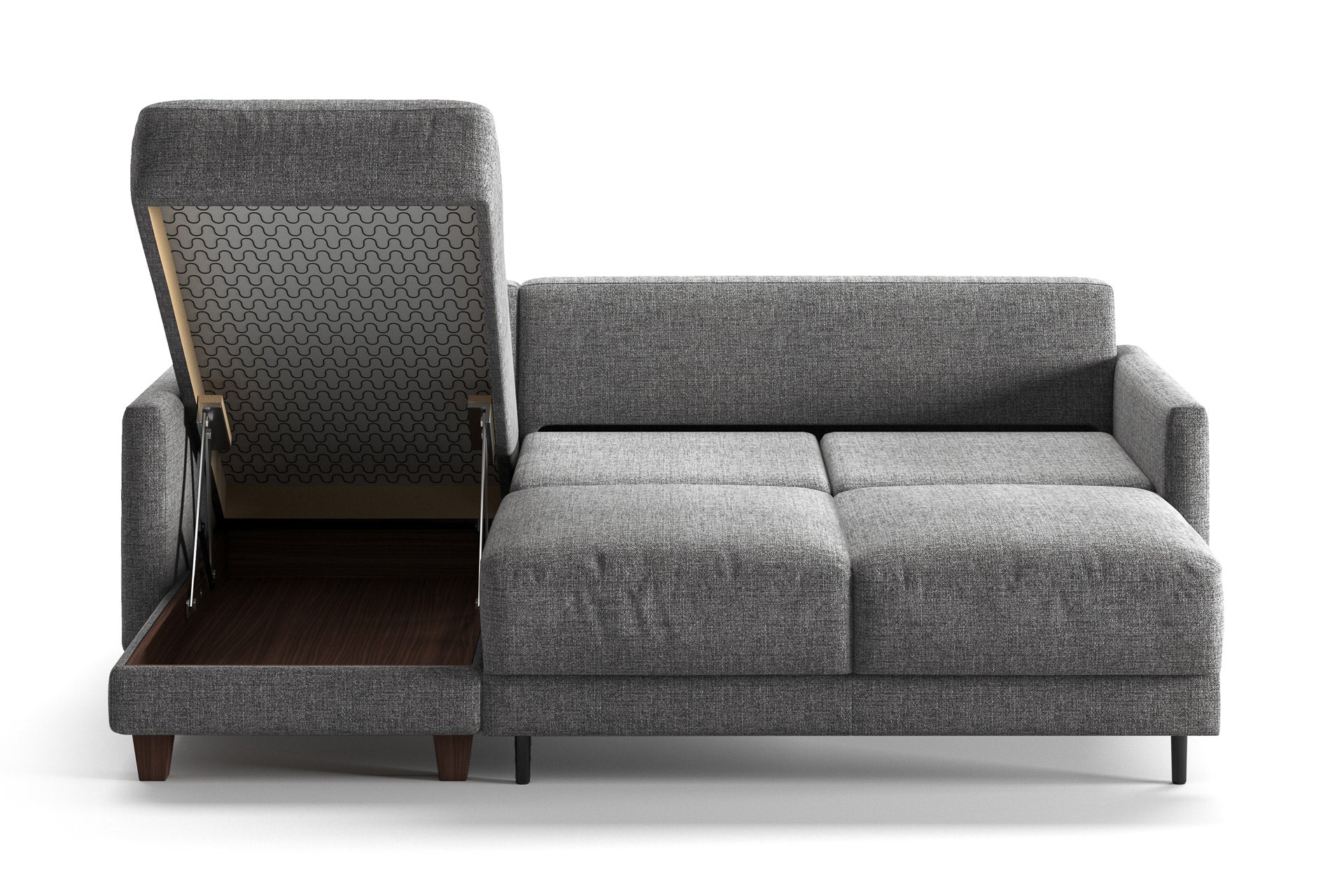Luonto Martta Reversible Chaise Sleeper in Atlantic 07 - Walnut leg - Open - front view