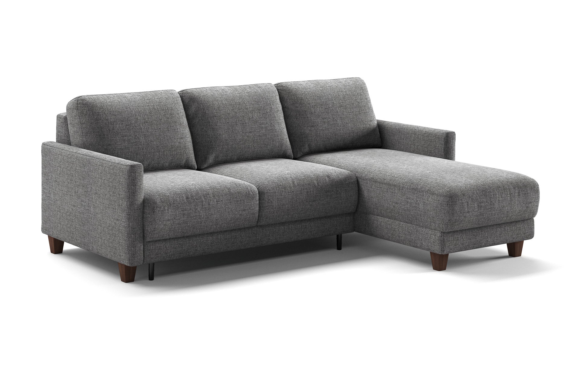 Luonto Martta Reversible Chaise Sleeper in Atlantic 07 - Walnut leg - Closed - angle view