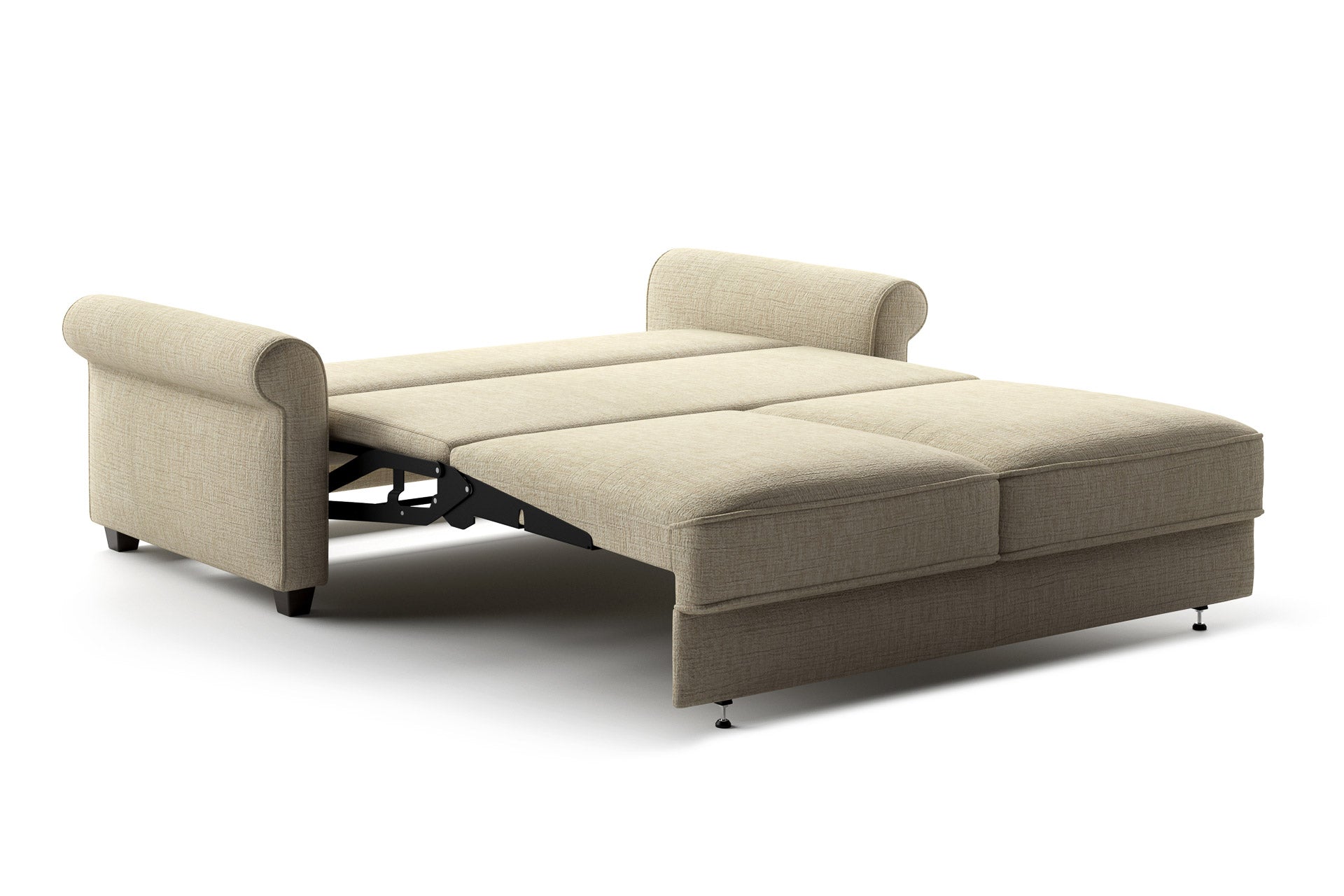 Luonto Willow Sleeper Sofa - Queen in Horizon 08 - Wenge leg - Open - angle view