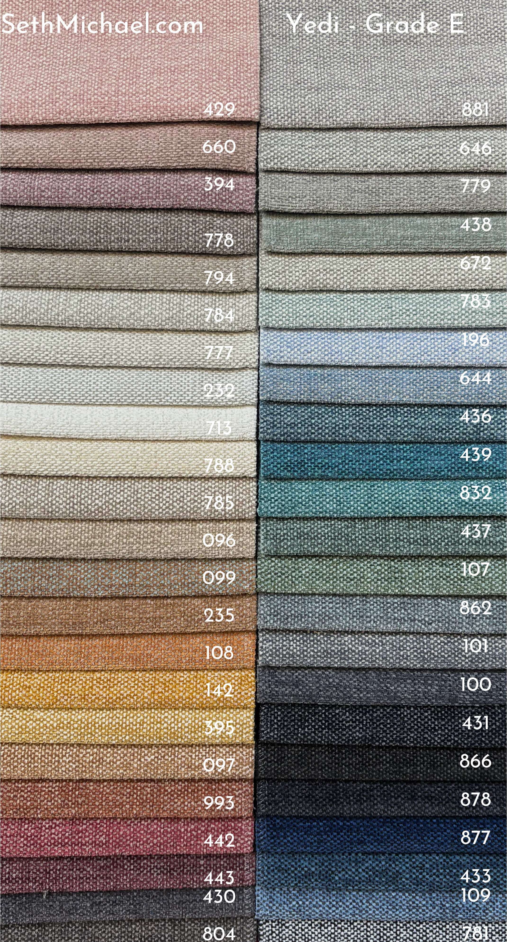 Luonto Yedi swatch board