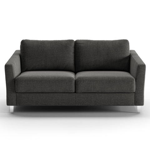 Luonto Monika FUll XL Sofabed in Fabric Oliver 515 with Chrome Foot and Nest Mechanism in Front Closed View