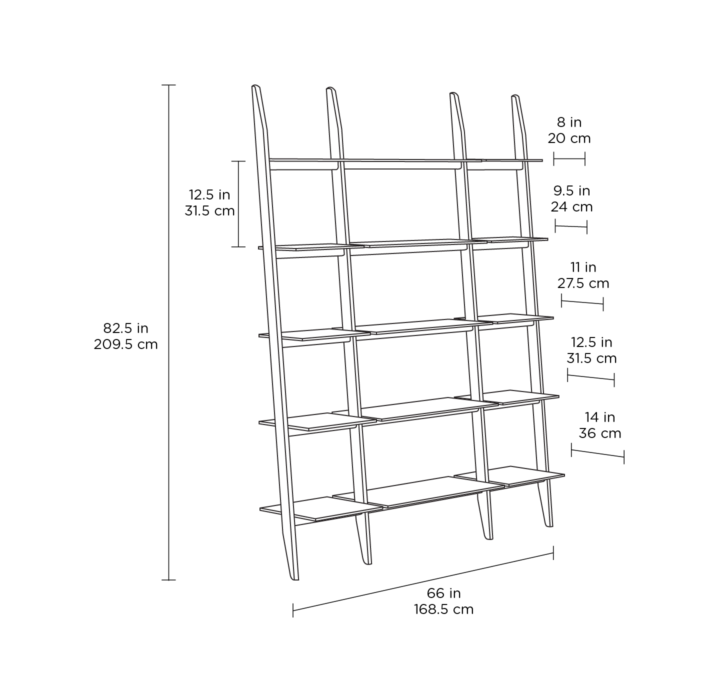 BDI 570121 Stiletto 3-Shelf System 66" Wide