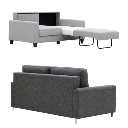 Luonto Nico Sofa Bed in Fabric Rene 04 with Chrome or Wood Feet and Nest Mechanism 